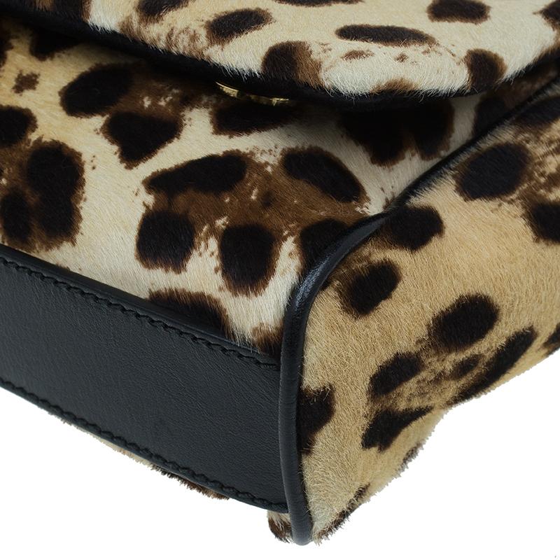 Dolce and Gabbana Brown Leopard Print Pony Hair Charles Shoulder Bag 3