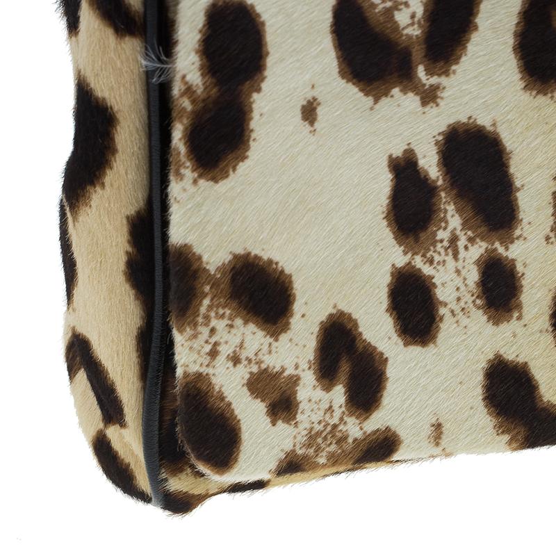 Dolce and Gabbana Brown Leopard Print Pony Hair Charles Shoulder Bag 4