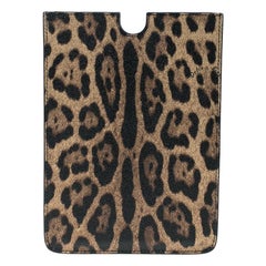 Dolce and Gabbana Brown Leopard Print PVC iPad Case
