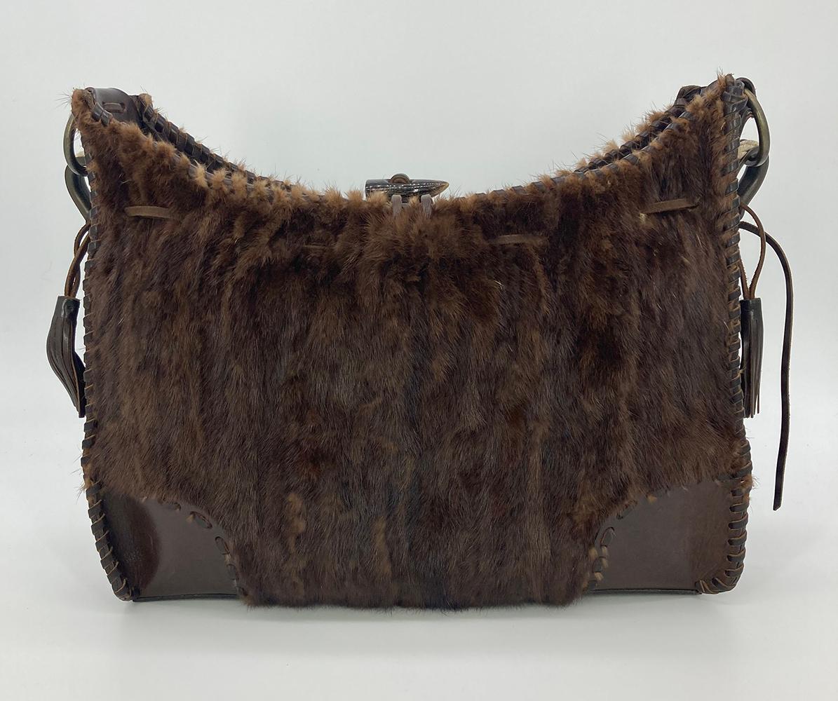 Women's Dolce and Gabbana Brown Mink Fur Shoulder Bag  For Sale