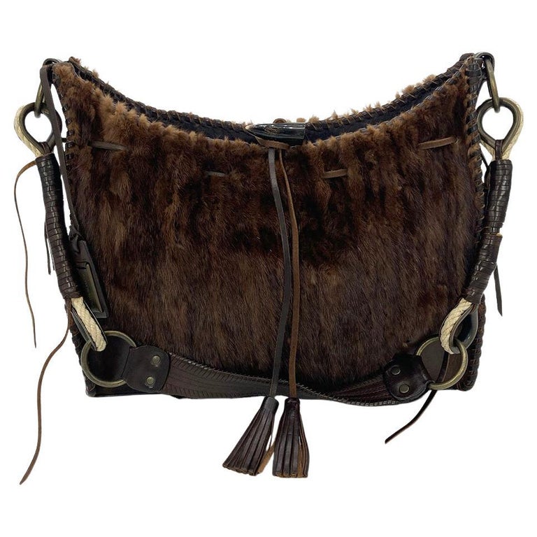 Dolce & Gabbana Brown Mink Fur Collar Women Neck Wrap 60cm x 14cm  Scarf