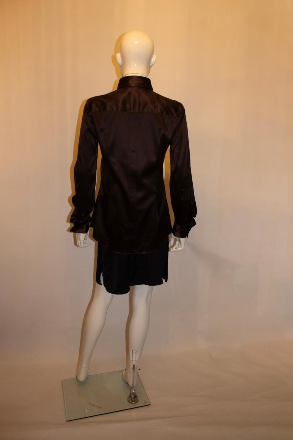 Nero Dolce & Gabbana - Camicia in seta marrone in vendita