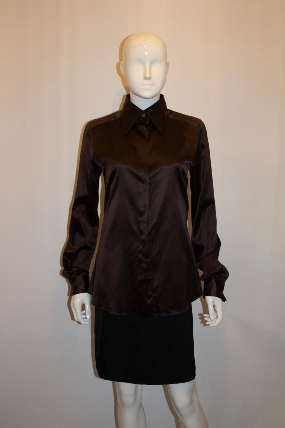 Dolce & Gabbana - Camicia in seta marrone In condizioni buone in vendita a London, GB
