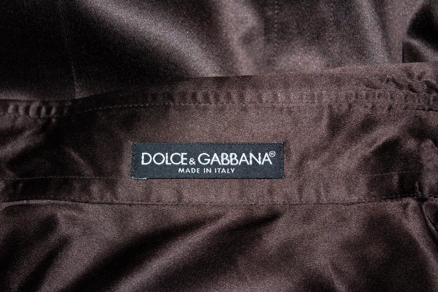 Dolce & Gabbana - Camicia in seta marrone in vendita 2