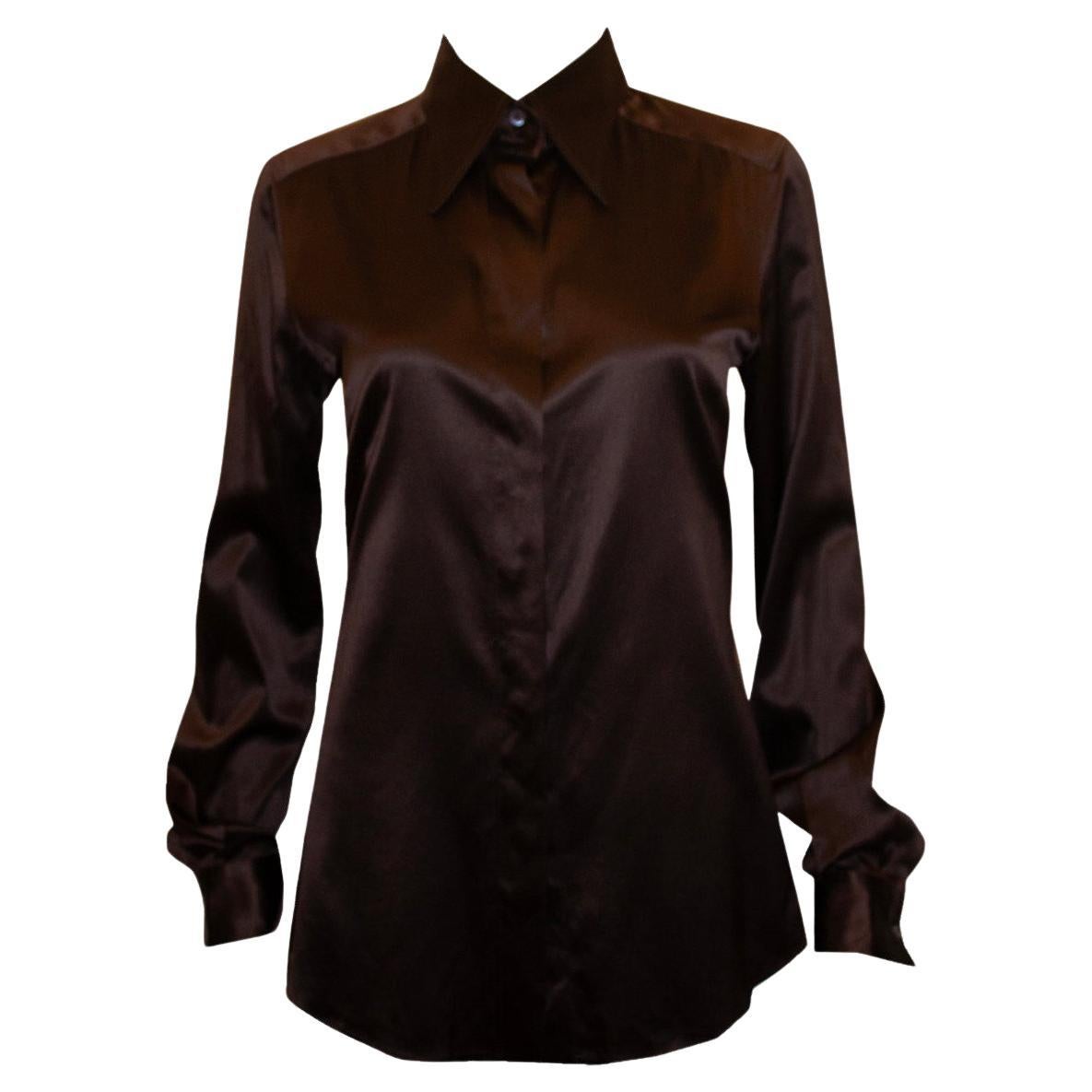 Dolce and Gabbana Brown Silk Shirt