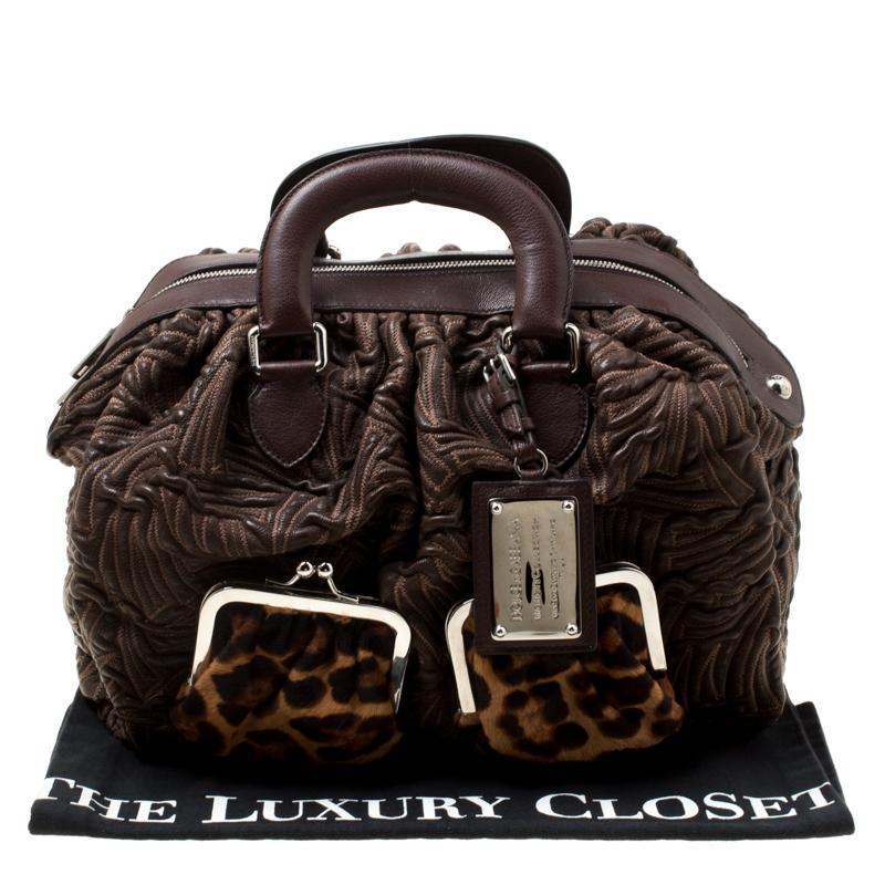Dolce and Gabbana Brown Textured Leather Miss Curly Bag 7