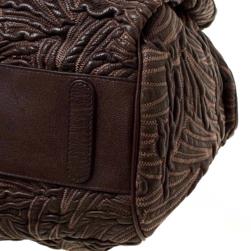 Dolce and Gabbana Brown Textured Leather Miss Curly Bag 3