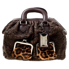 Dolce and Gabbana Brown Textured Leather Miss Curly Bag