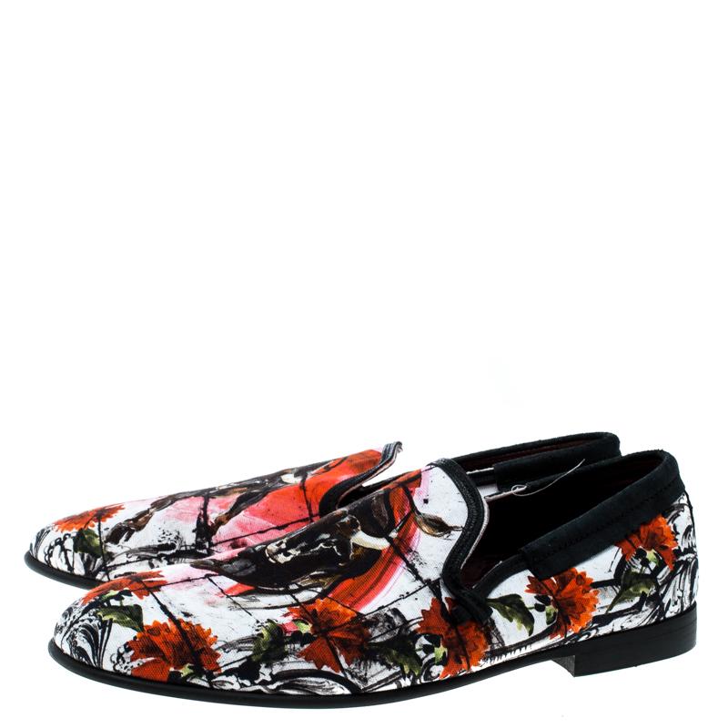 Dolce and Gabbana Bull And Majolica Canvas Amalfi Smoking Slippers Size 41 In New Condition In Dubai, Al Qouz 2