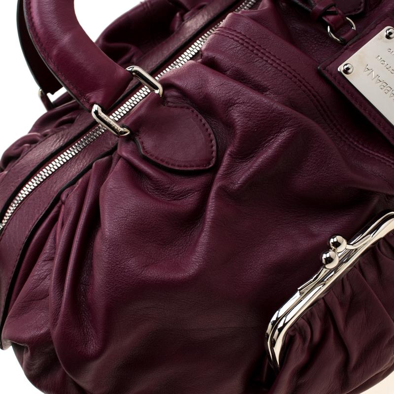Dolce and Gabbana Burgundy Leather Miss Curly Bag 5