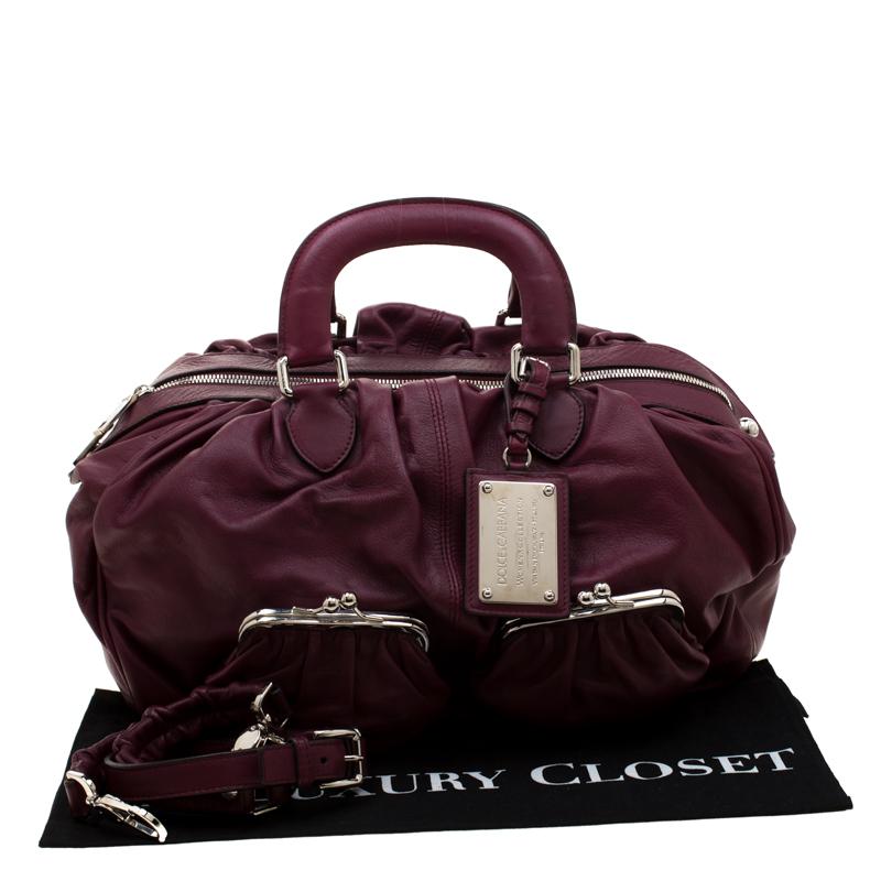 Dolce and Gabbana Burgundy Leather Miss Curly Bag 7