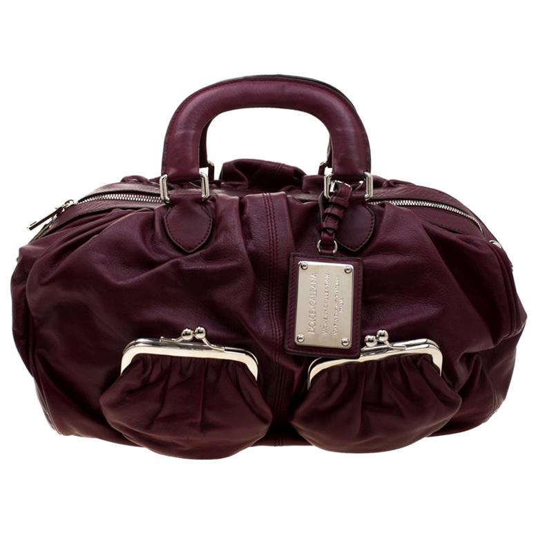 Dolce and Gabbana Burgundy Leather Miss Curly Bag