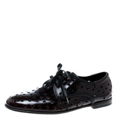 Dolce and Gabbana Burgundy Perforated Derby Size 42