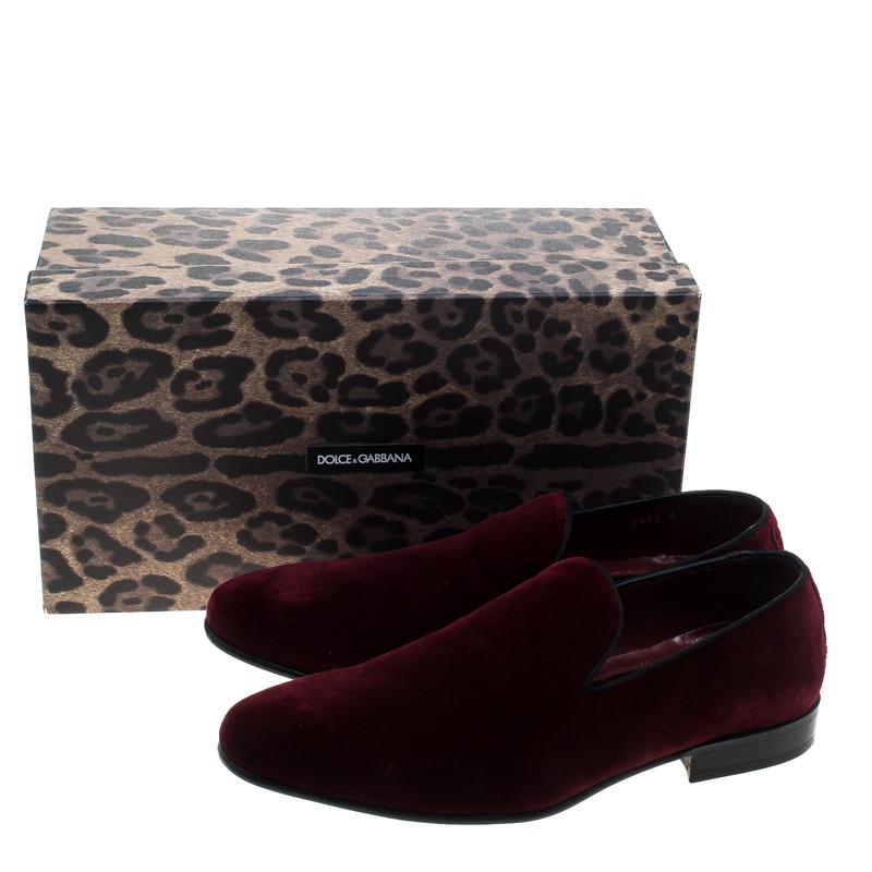 Dolce And Gabbana Burgundy Velvet Smoking Slippers Size 40 3