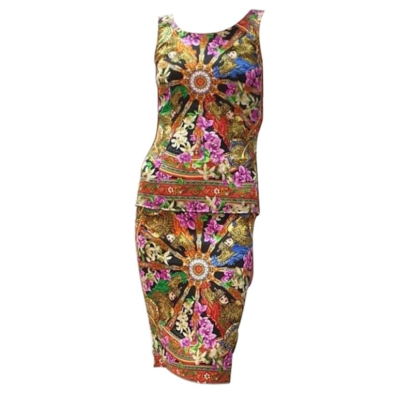 Dolce and Gabbana Carretto Floral Print Pleated Skirt Set Suit