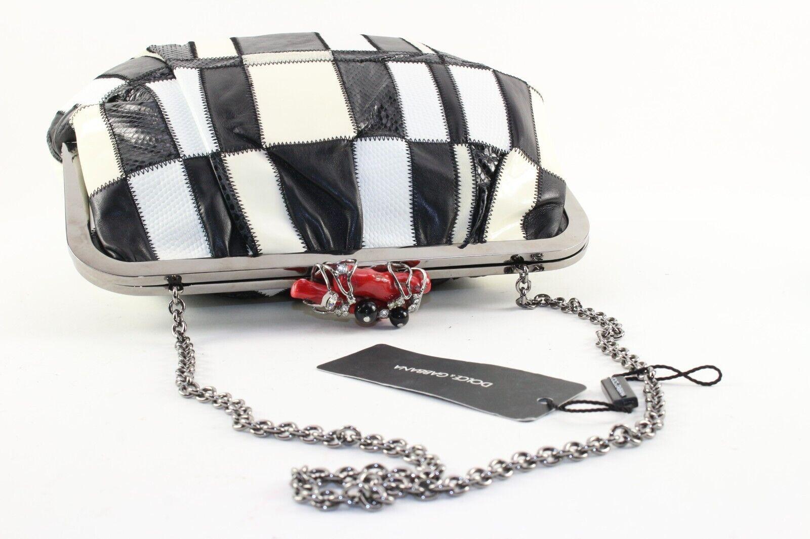 Dolce and Gabbana Checker Panel Kisslock Chain Bag 4DG1214K For Sale 6