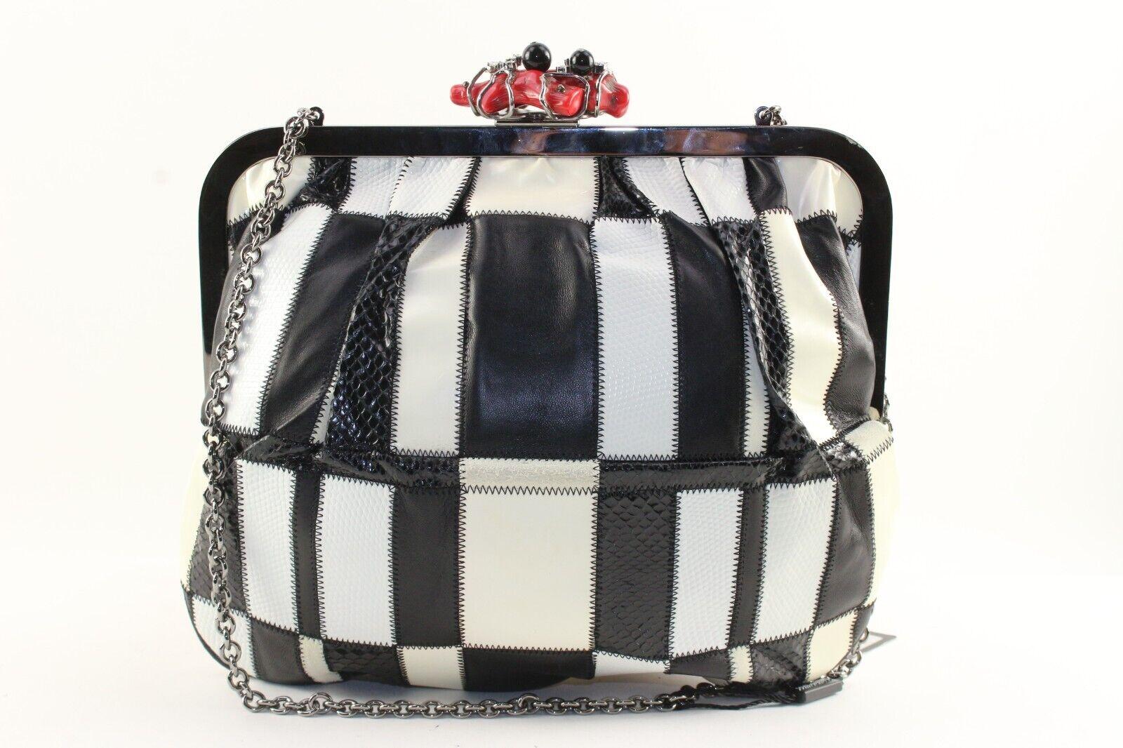 Dolce and Gabbana Checker Panel Kisslock Chain Bag 4DG1214K For Sale 7
