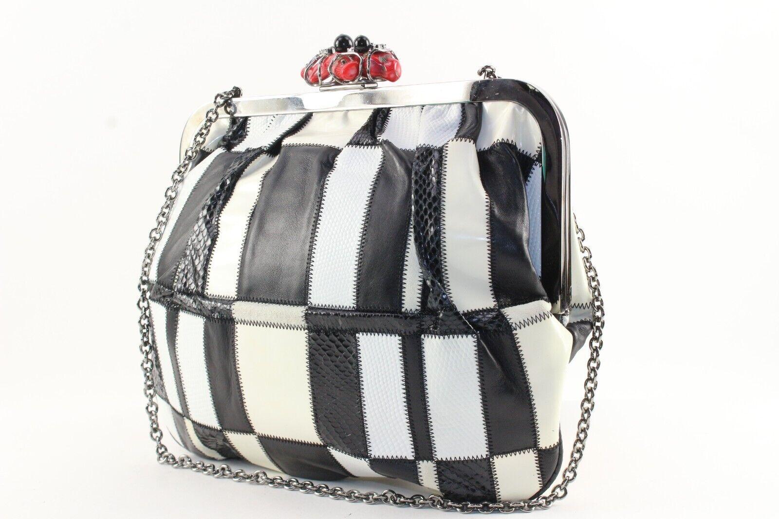 Dolce and Gabbana Checker Panel Kisslock Chain Bag 4DG1214K For Sale 8