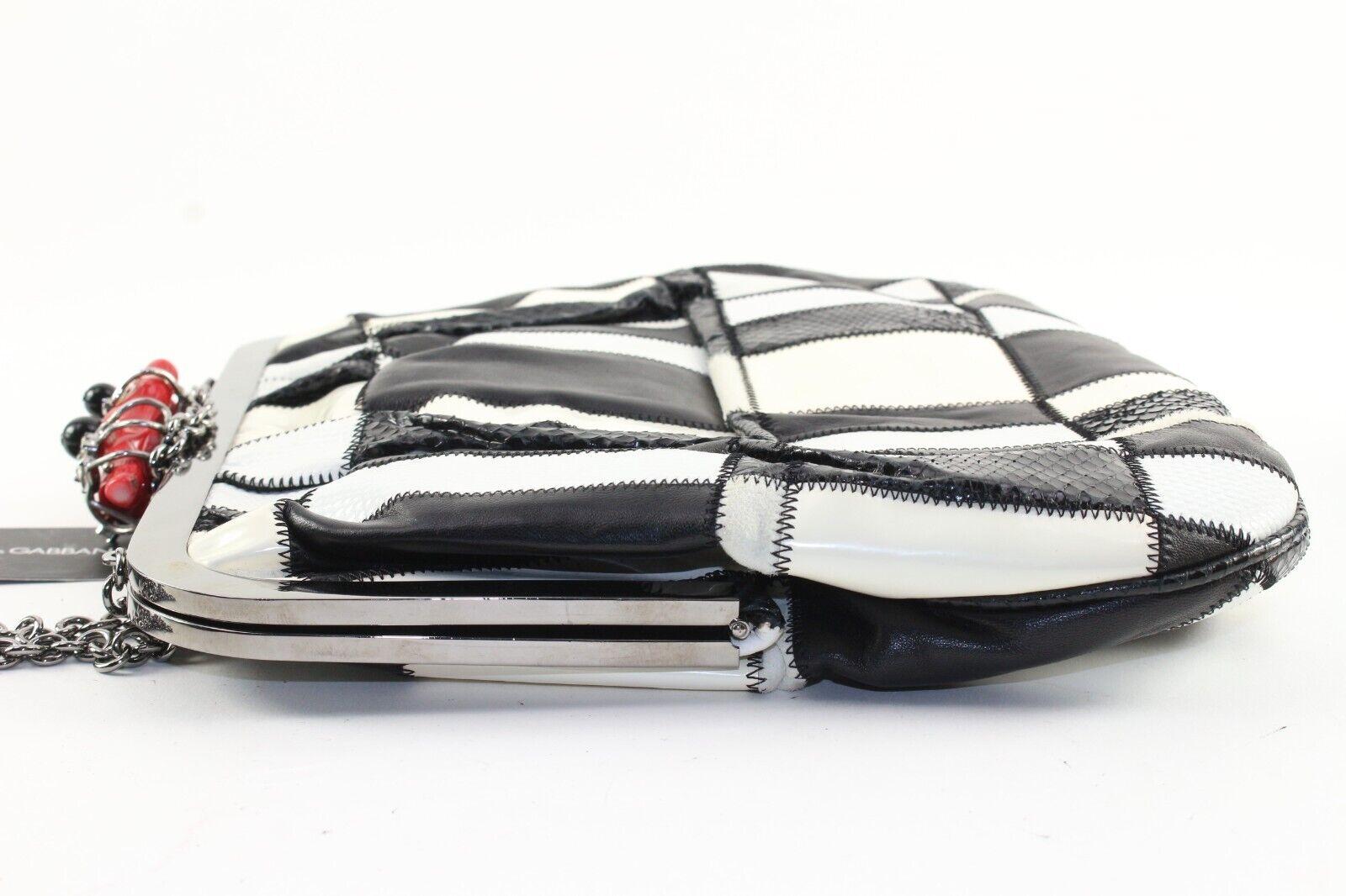 Dolce and Gabbana Checker Panel Kisslock Chain Bag 4DG1214K For Sale 5