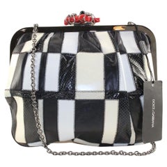 Dolce and Gabbana Checker Panel Kisslock Chain Bag 4DG1214K