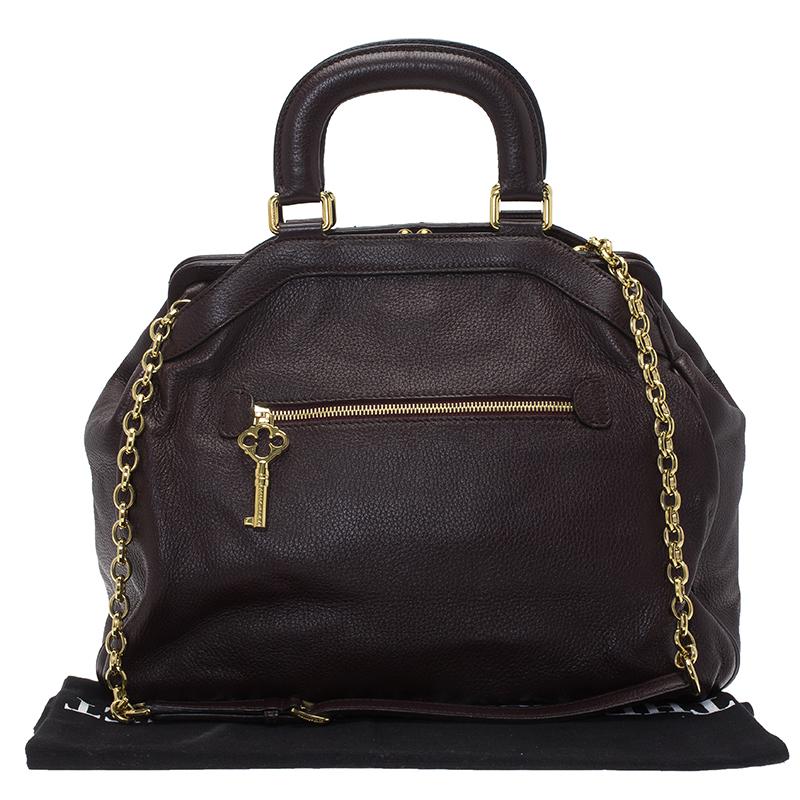 Dolce and Gabbana Choco Brown Leather Key Zipper Top Handle Bag 12