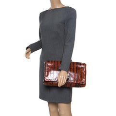 Dolce and Gabbana Copper Patent Leather Large Clutch