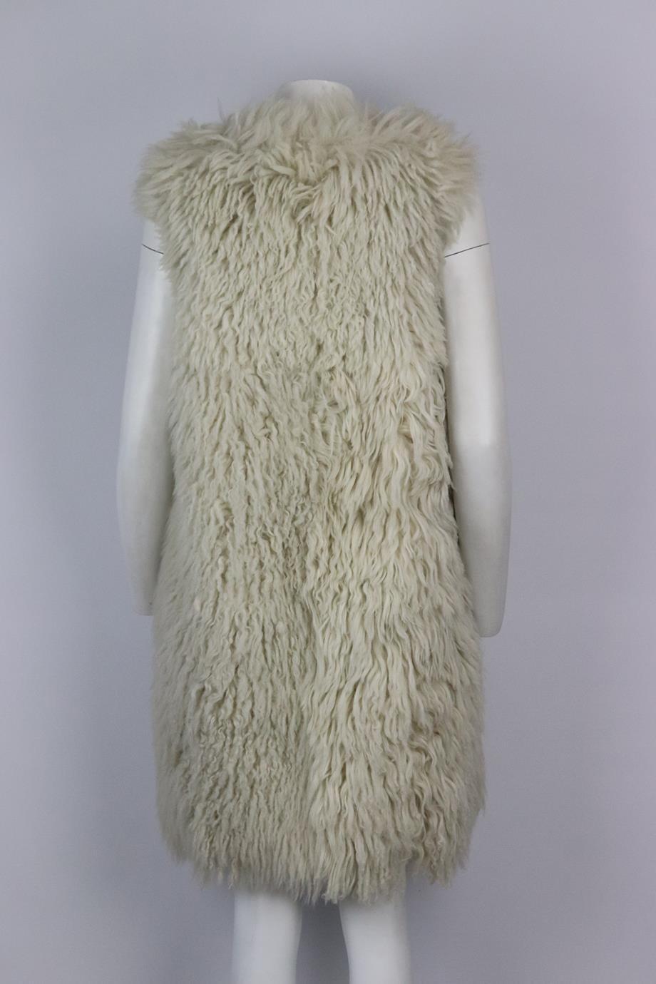 Gray Dolce And Gabbana Corduroy Trimmed Shearling Gilet It 40 Uk 8