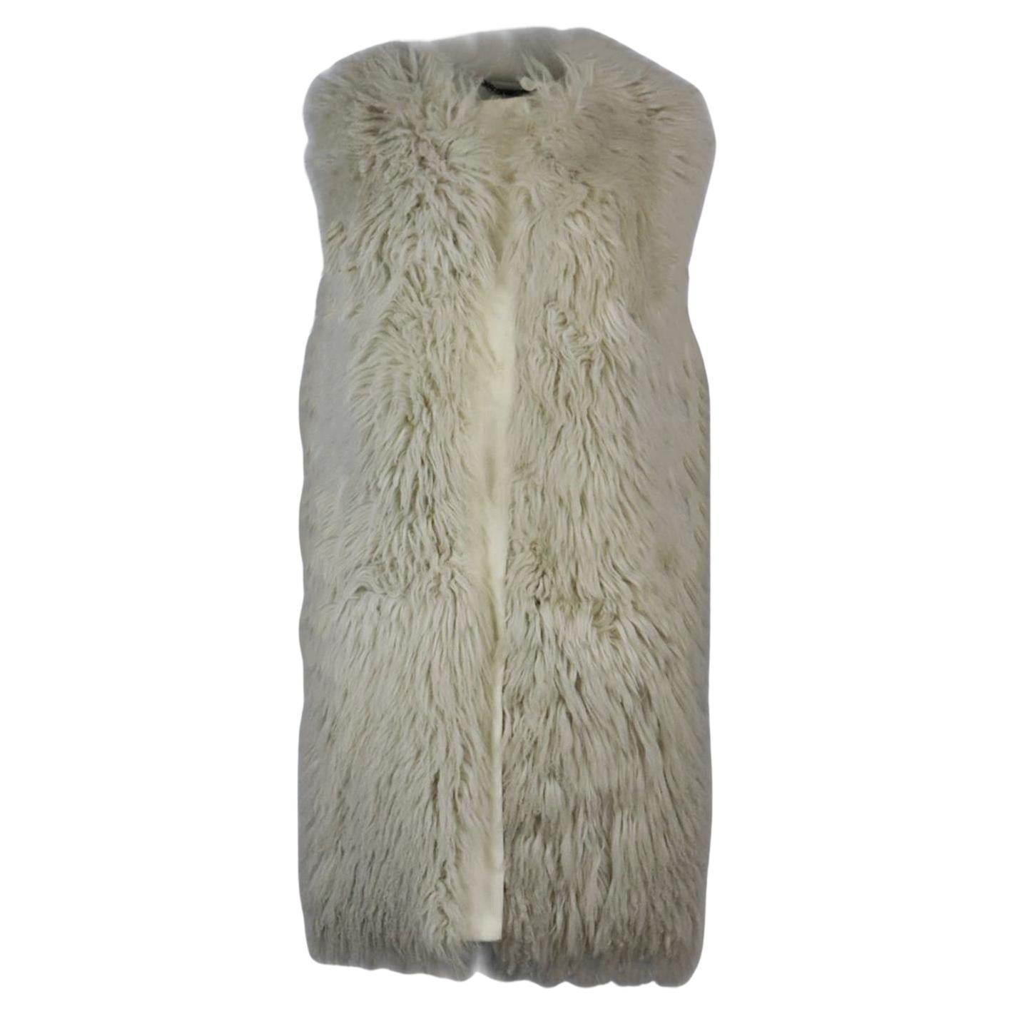 Dolce And Gabbana Corduroy Trimmed Shearling Gilet It 40 Uk 8