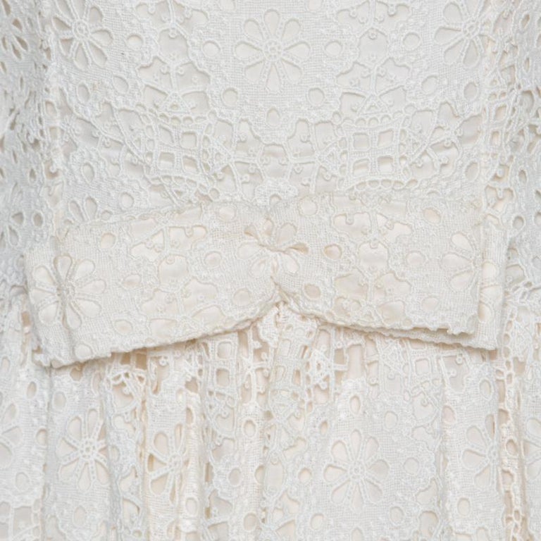 Dolce and Gabbana Cream Lace Waist Bow Detail Maxi Dress M For Sale at ...