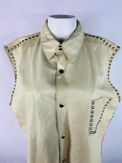 Dolce and Gabbana Cream Leather Button Down Vest, With Tags