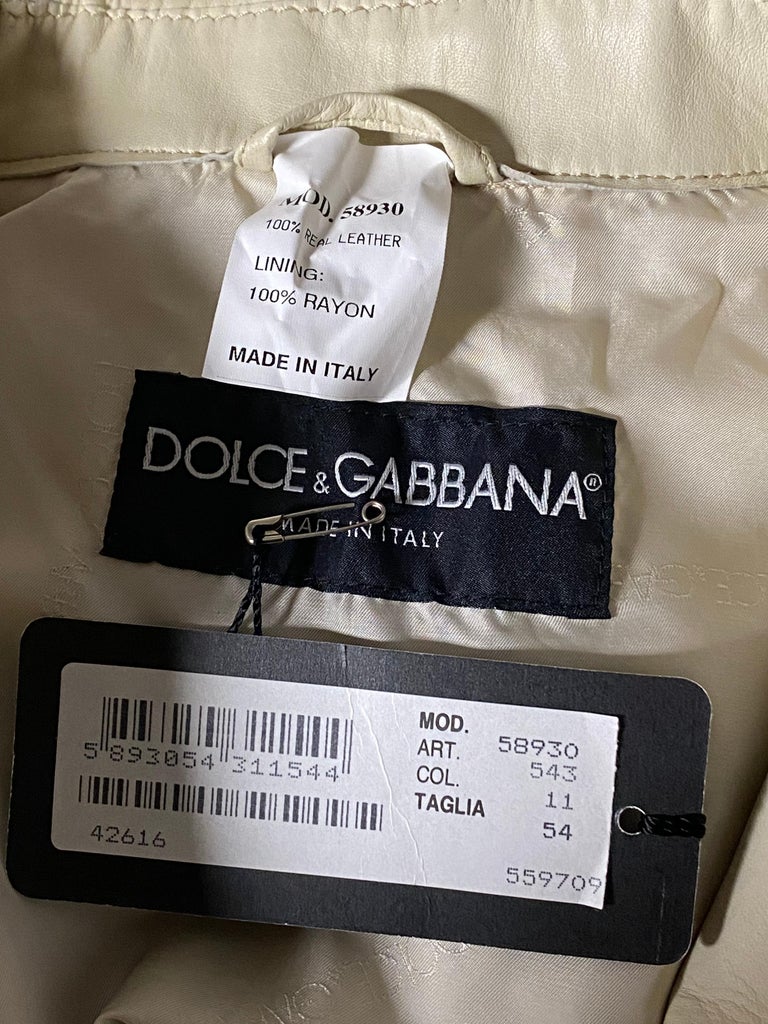 Dolce and Gabbana Cream Leather Button Down Vest, With Tags For Sale at ...