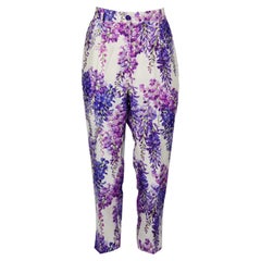 Dolce And Gabbana Cropped Floral Print Silk Pants It 46 Uk 14