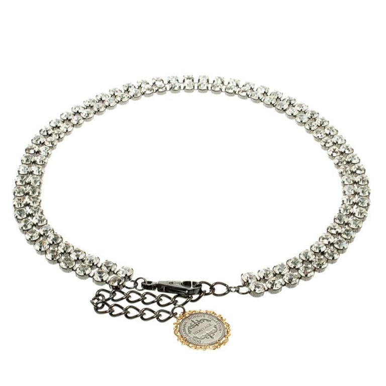 Dolce and Gabbana Crystal Embellished Waist Belt 90 CM For Sale at 1stDibs