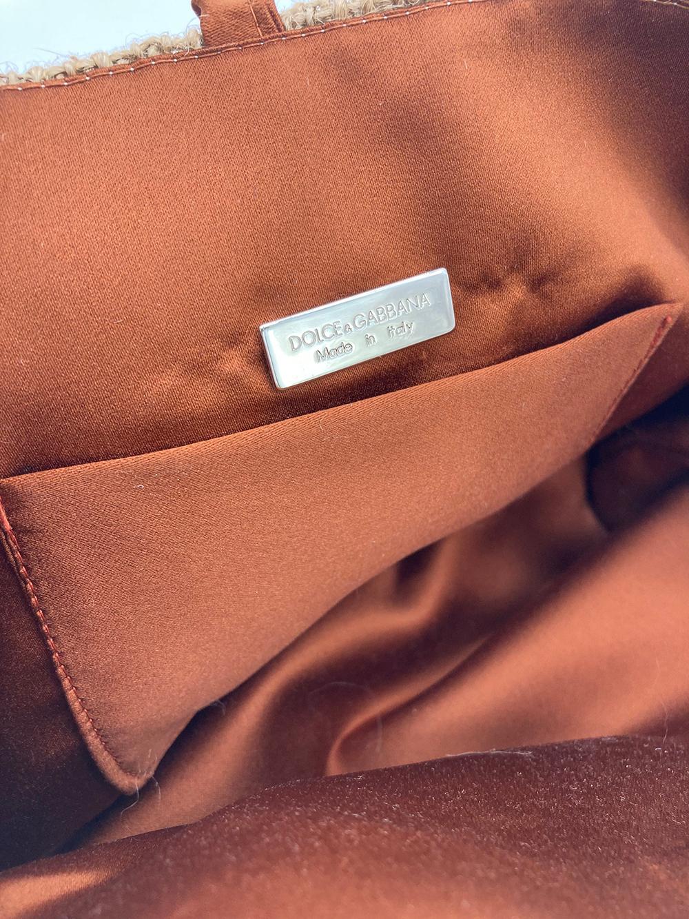 Dolce and Gabbana Crystal Rhinestone Burlap Shoulder Bag For Sale 2