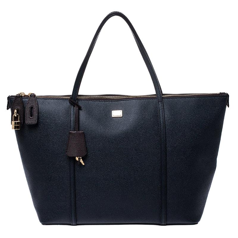 Dolce and Gabbana Dark Blue Leather Miss Escape Tote