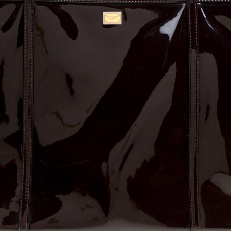 Dolce and Gabbana Dark Brown Patent Leather Miss Escape Tote 4