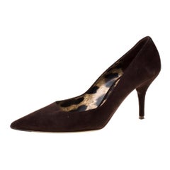 Dolce and Gabbana Dark Brown Suede Pointed Toe Pumps Size 39.5