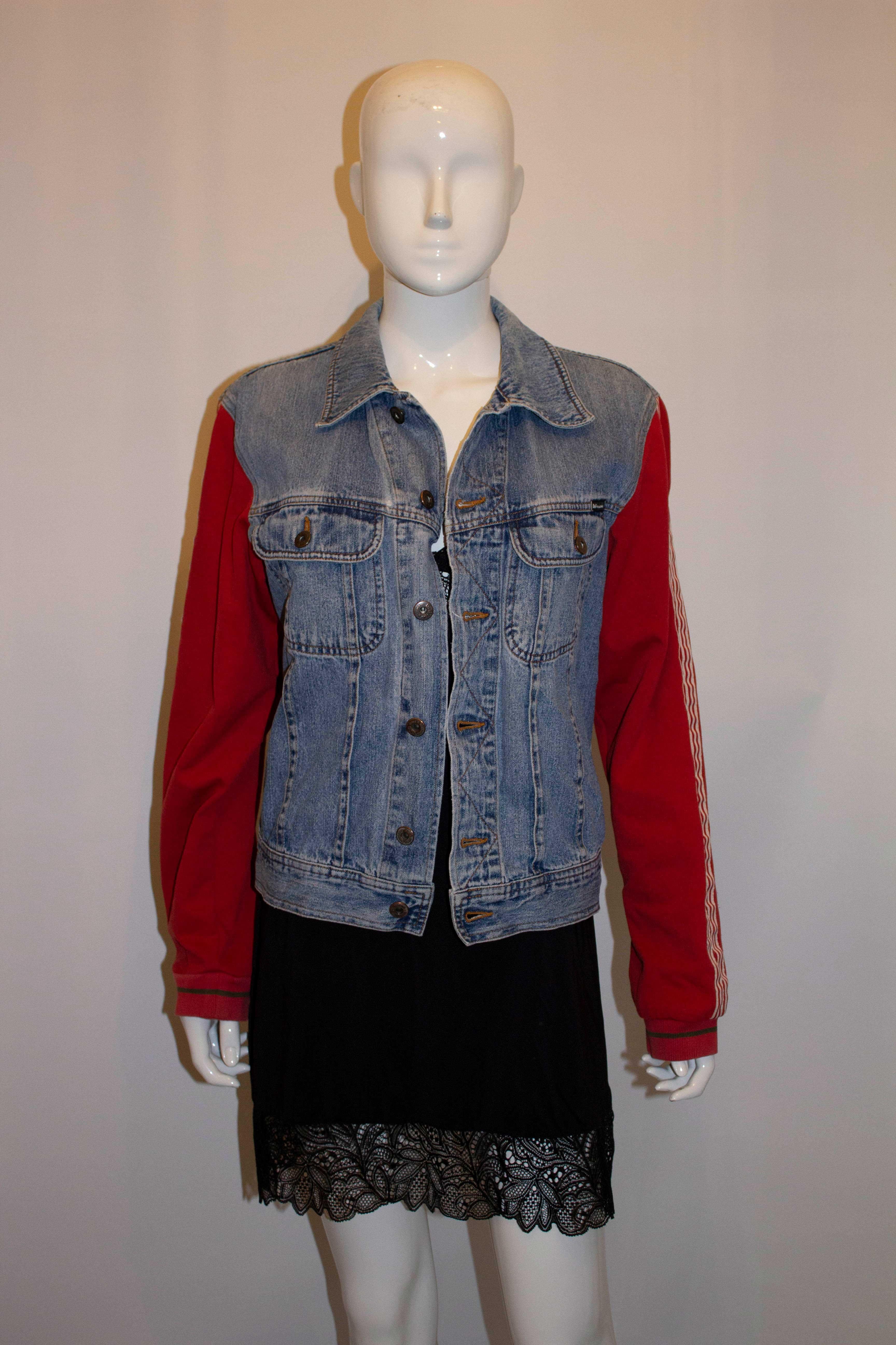 Black Dolce  and  Gabbana Denim Jacket with Fabric Sleaves