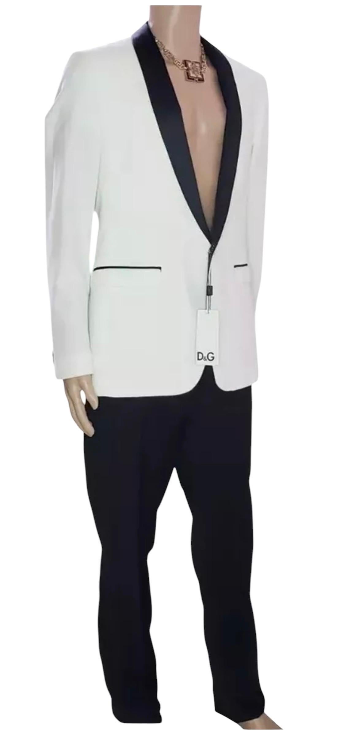 Gray Dolce and Gabbana D&G Black and White Tuxedo Pant Suit 50 - 40 (L) For Sale