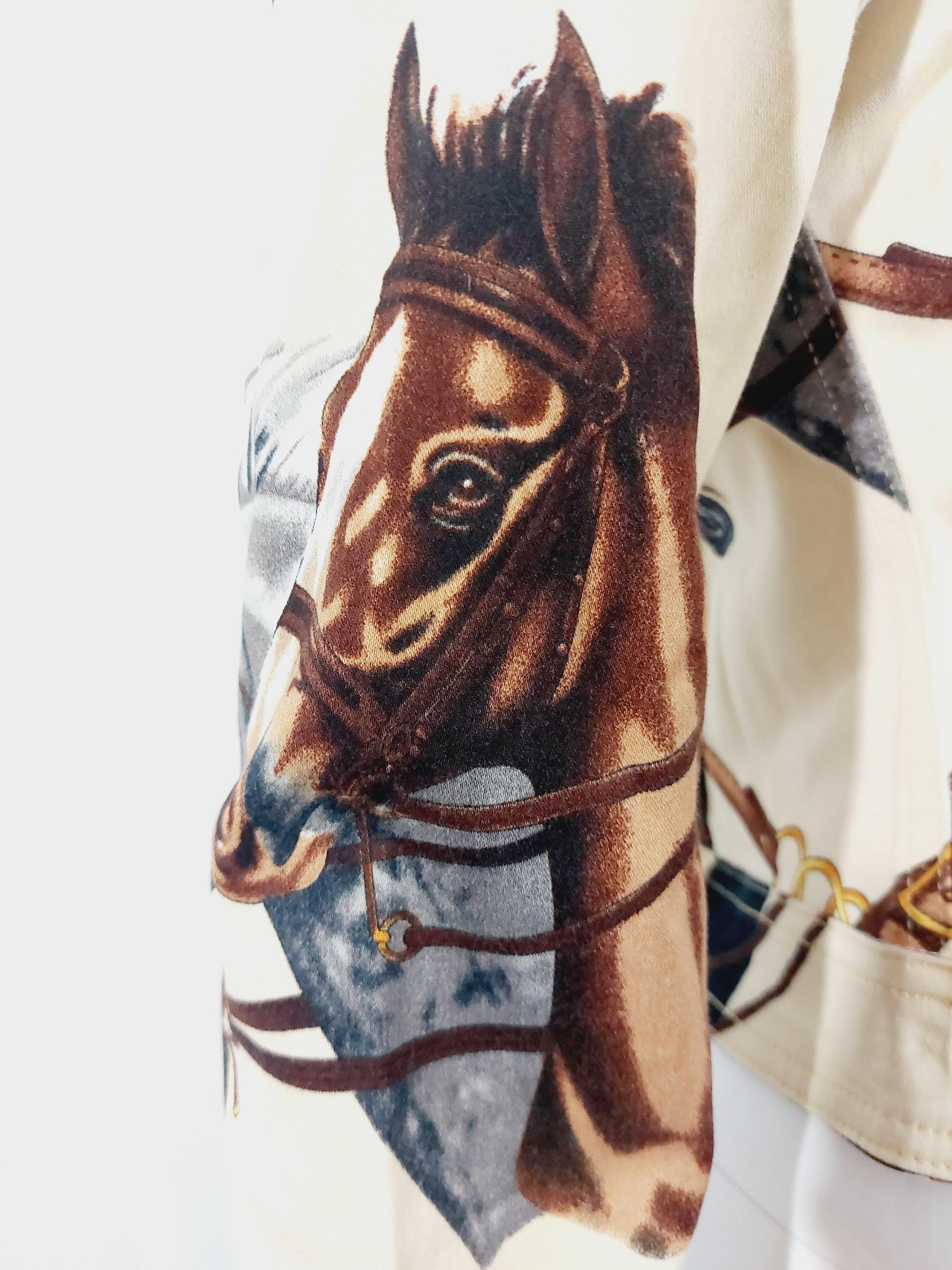 Women's Dolce and Gabbana D&G Equestrian Cowboy Western Indian Horse Print Jacket Denim