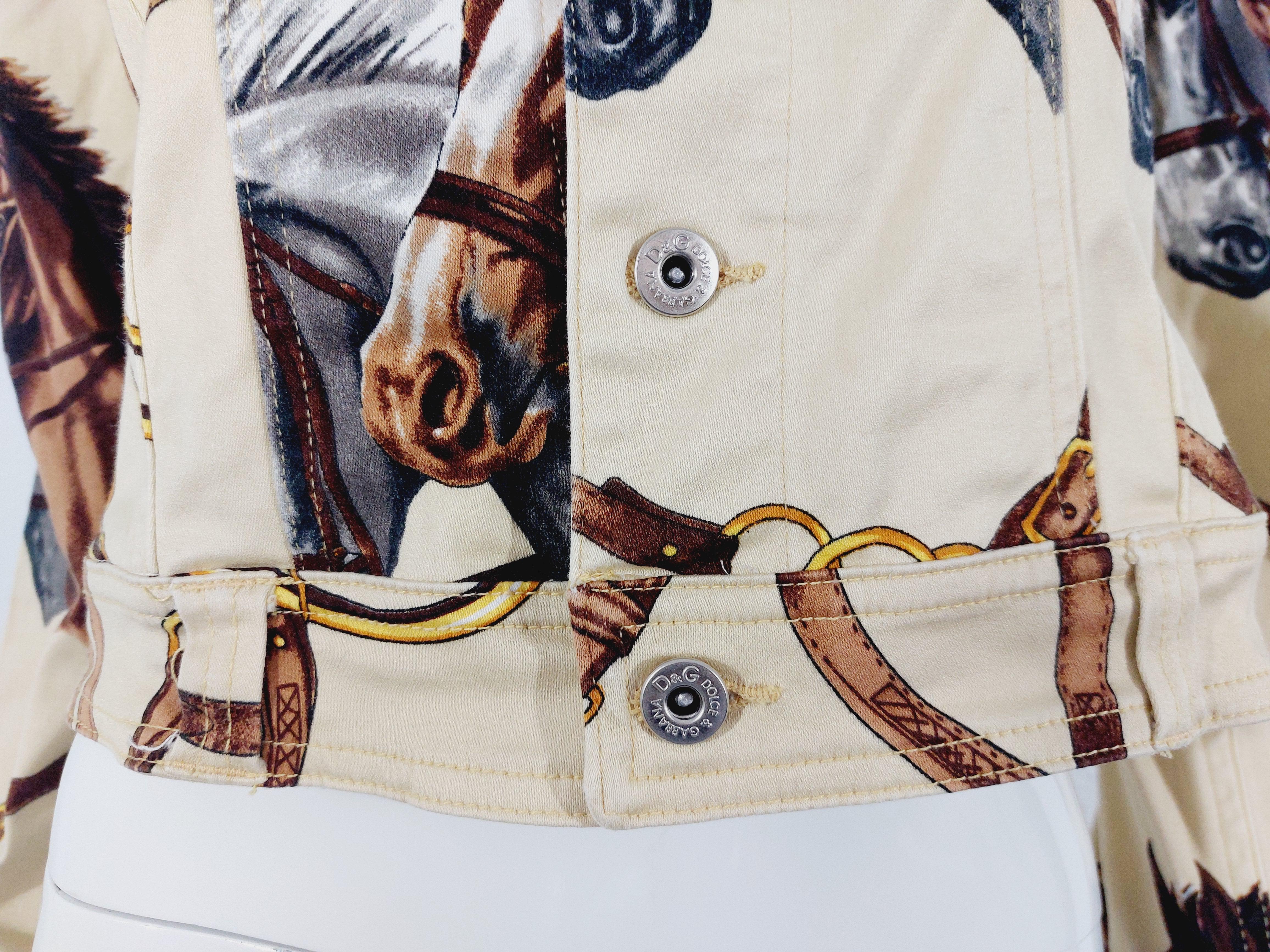 Dolce and Gabbana D&G Equestrian Cowboy Western Indian Horse Print Jacket Denim 3