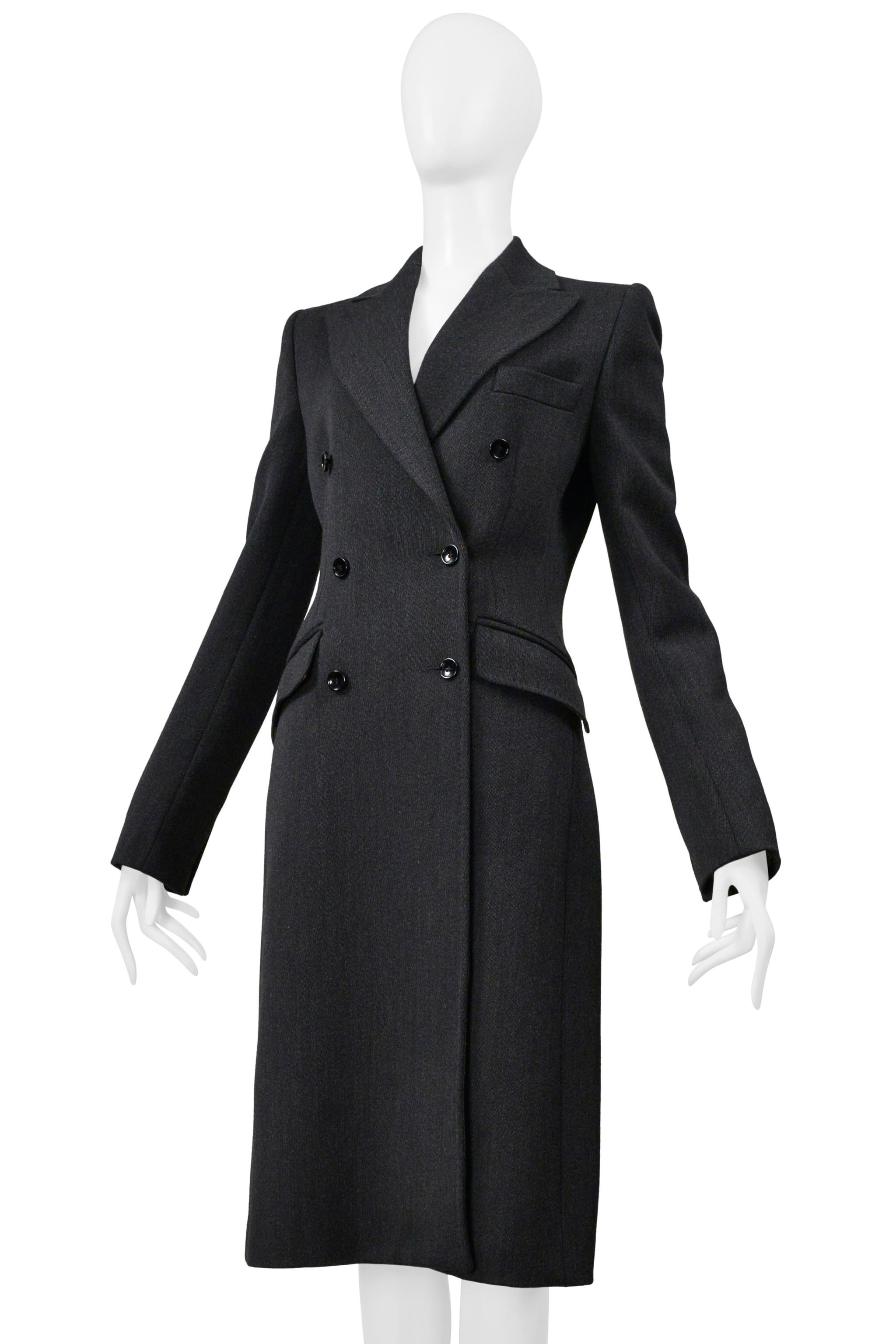 Dolce And Gabbana D&G Grey Wool Double Breasted Overcoat (Schwarz) im Angebot