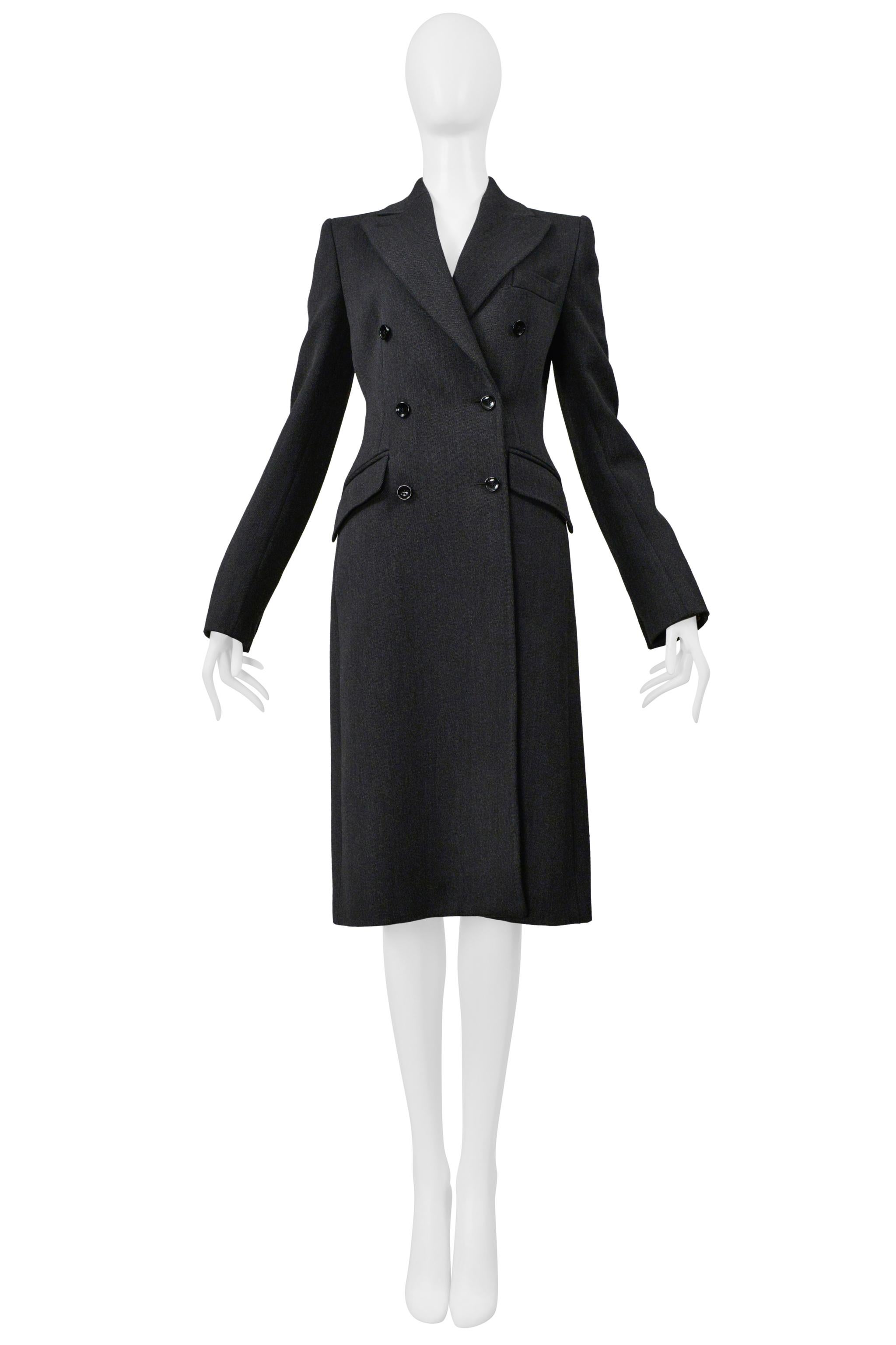 Dolce And Gabbana D&G Grey Wool Double Breasted Overcoat Damen im Angebot