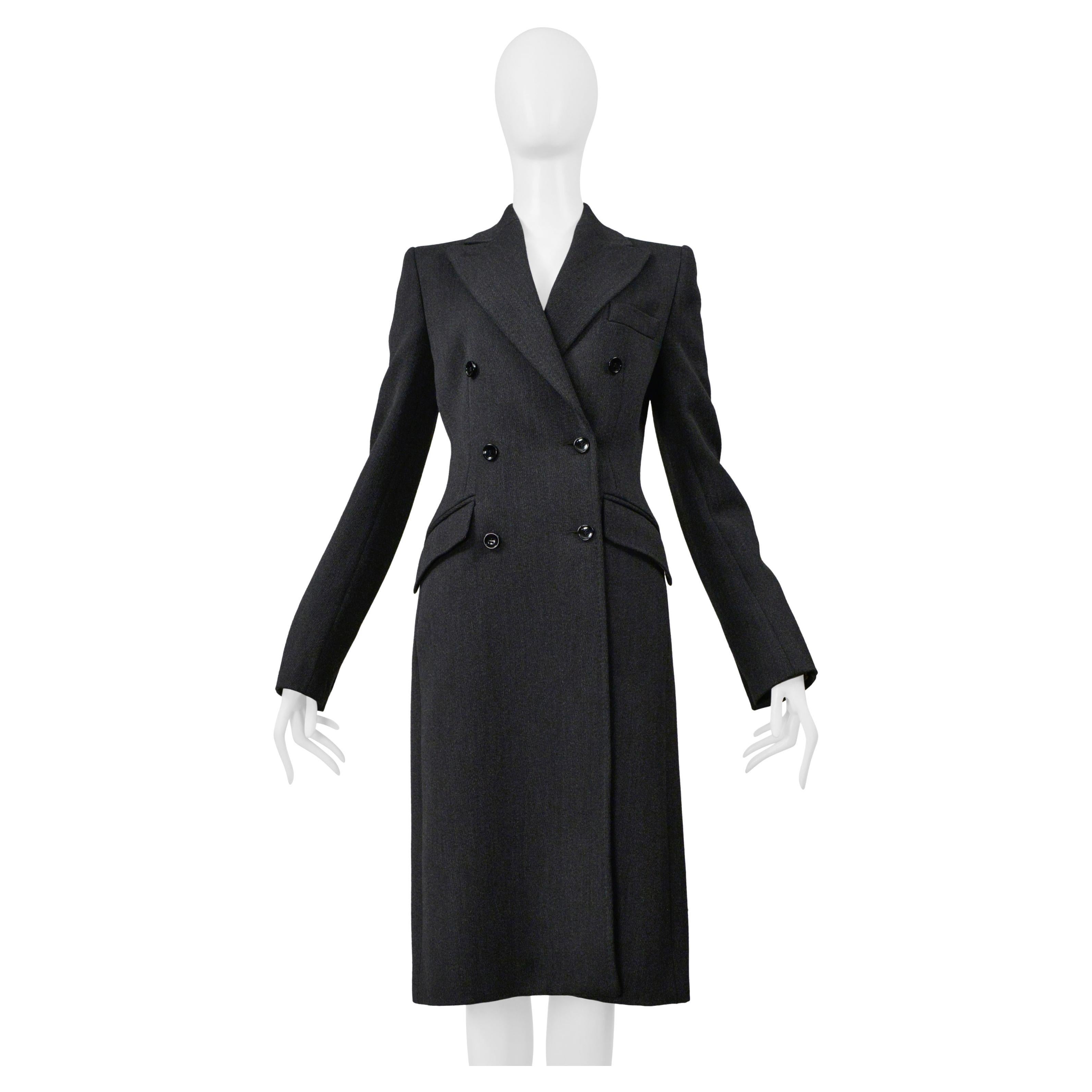 Dolce And Gabbana D&G Grey Wool Double Breasted Overcoat