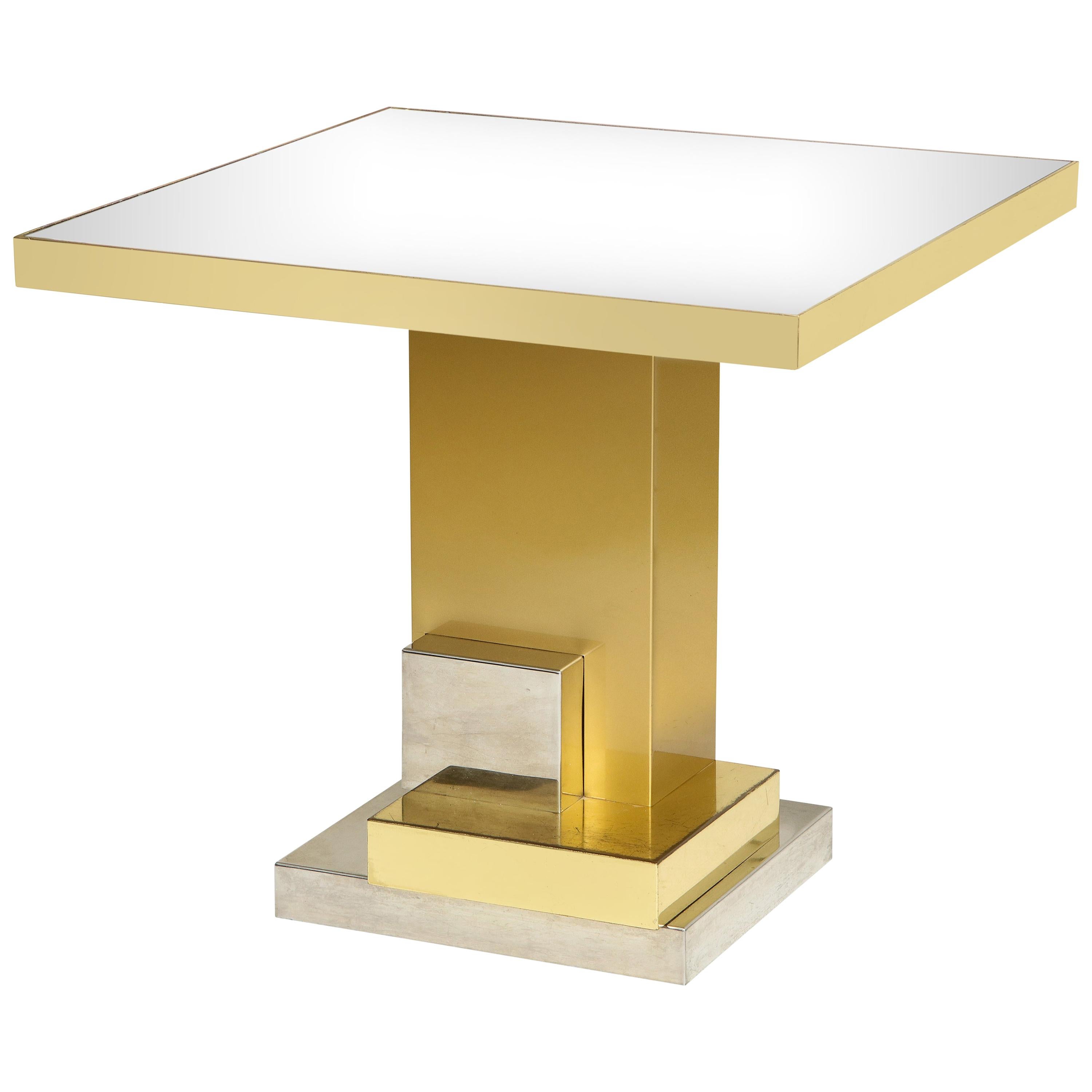 Dolce and Gabbana Game Library Brass Chrome Table Chrome Mirror Top, Italy