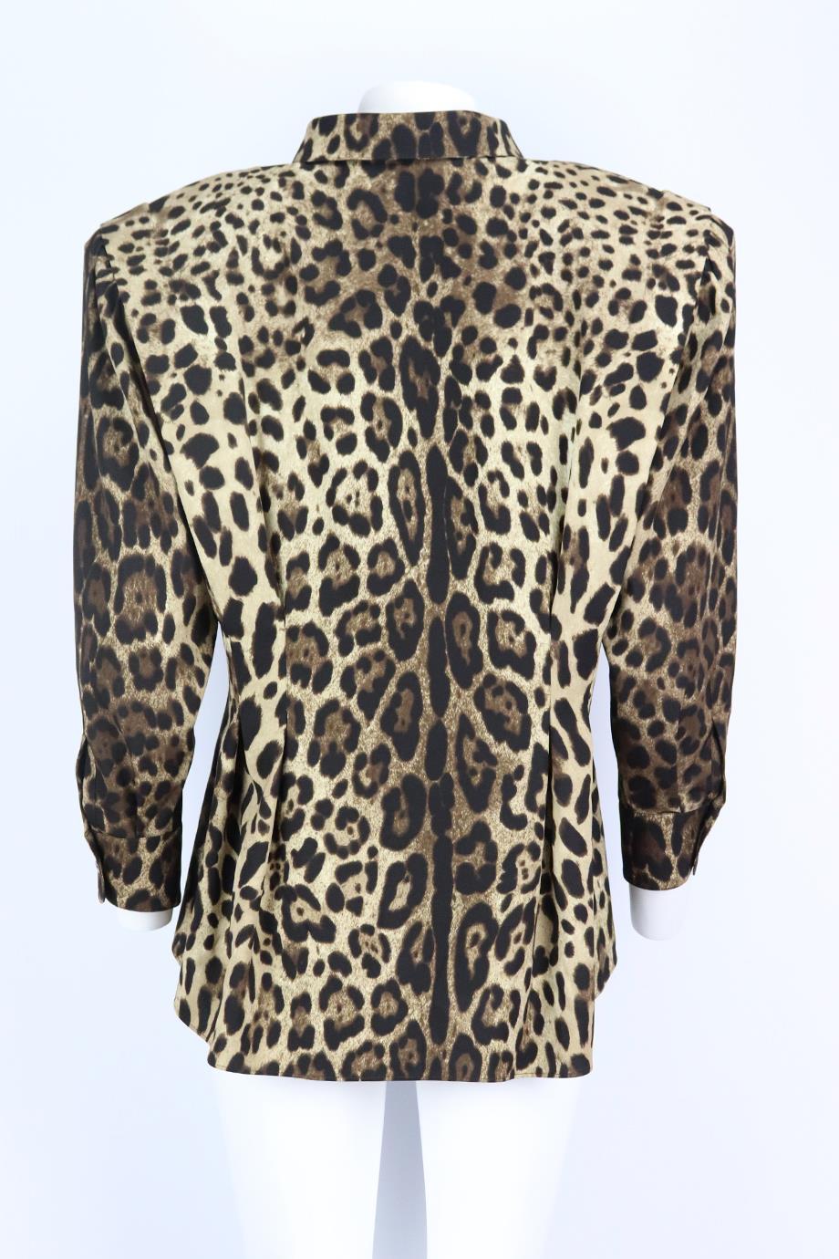 Dolce & Gabbana Diva Camisa de mezcla de seda con estampado de leopardo IT 52 UK 20 Negro