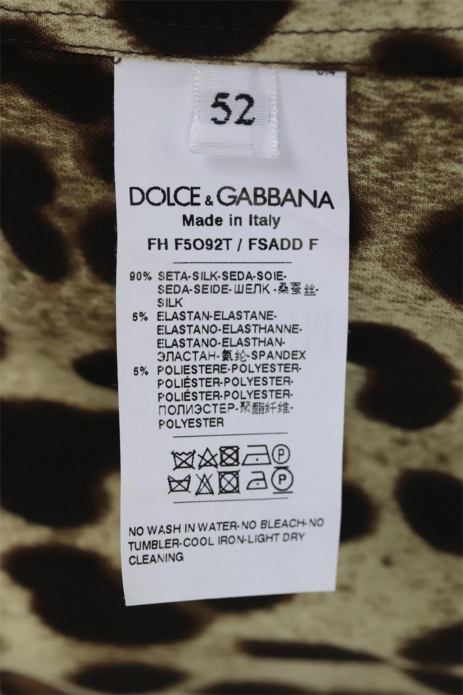 De las mujeres Dolce & Gabbana Diva Camisa de mezcla de seda con estampado de leopardo IT 52 UK 20