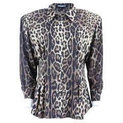 Dolce And Gabbana Diva Leopard Print Silk Blend Shirt IT 52 UK 20 