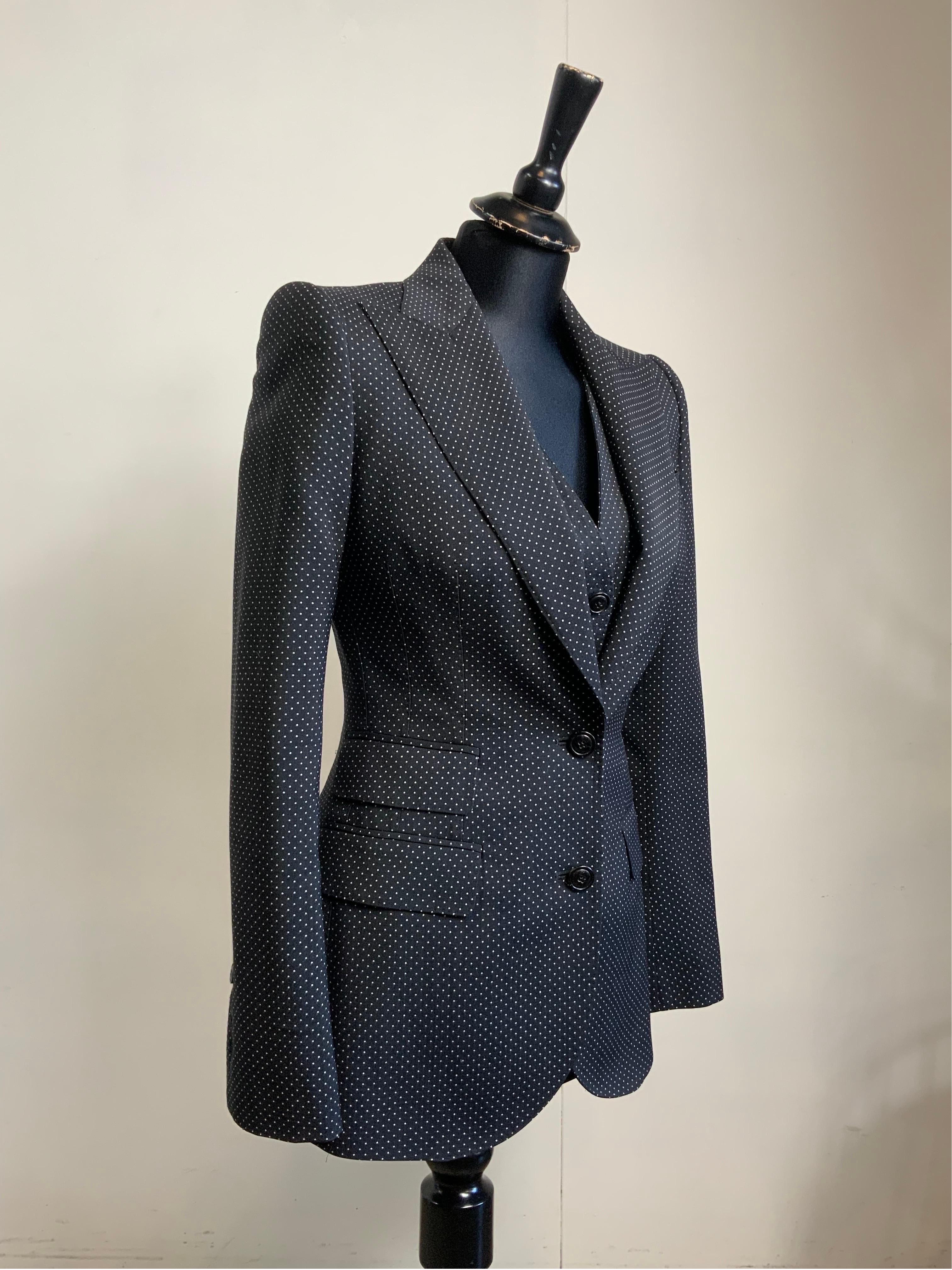 Black Dolce and Gabbana dots jacket + vest set. For Sale