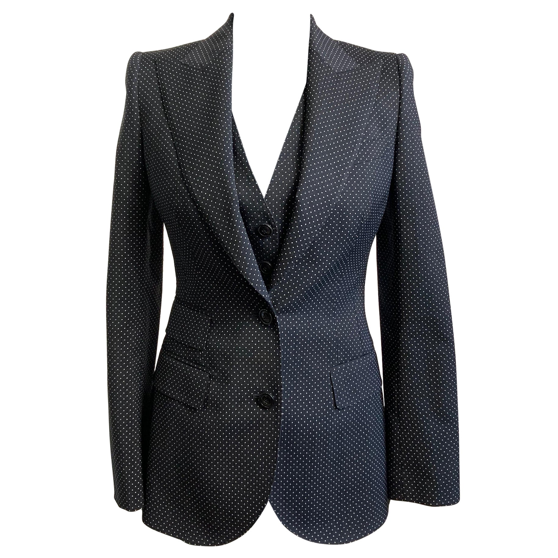 Dolce und Gabbana dots Jacke + Weste Set. im Angebot